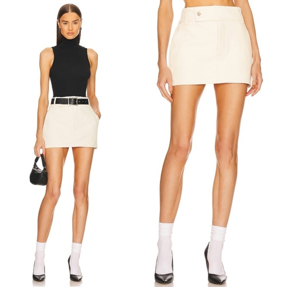 Helsa- Low Rise Mini Skirt In Ecru Size Medium Off White - Picture 1 of 10